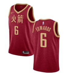 Men's Nike Houston Rockets #6 Vincent Edwards Swingman Red NBA Jersey - 2018 19 City Edition