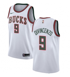 Youth Nike Milwaukee Bucks #9 Donte DiVincenzo Swingman White Fashion Hardwood Classics NBA Jersey