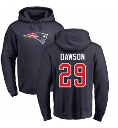 NFL Nike New England Patriots #29 Duke Dawson Navy Blue Name & Number Logo Pullover Hoodie