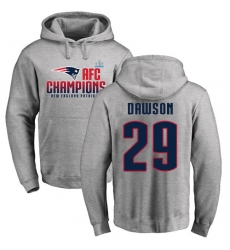Nike New England Patriots #29 Duke Dawson Heather Gray 2017 AFC Champions Pullover Hoodie