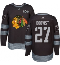 Men's Adidas Chicago Blackhawks #27 Adam Boqvist Authentic Black 1917-2017 100th Anniversary NHL Jersey