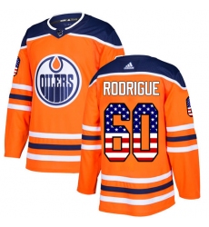 Men's Adidas Edmonton Oilers #60 Olivier Rodrigue Authentic Orange USA Flag Fashion NHL Jersey