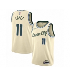Youth Milwaukee Bucks #11 Brook Lopez Swingman Cream Basketball Jersey - 2019 20 City Edition