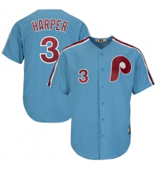 Men's Philadelphia Phillies #3 Bryce Harper Majestic Light Blue Cool Base Cooperstown Player Jersey
