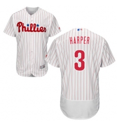 Men's Philadelphia Phillies #3 Bryce Harper White(Red Strip) Flexbase Authentic Collection Stitched MLB Jersey