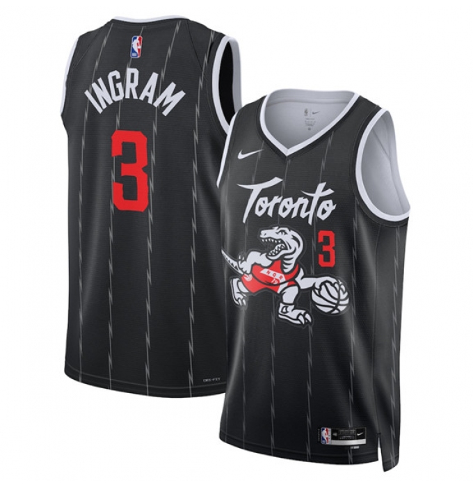 Men's Toronto Raptors #3 Brandon Ingram Black 2025-26 City Edition Stitched Basketball Jersey