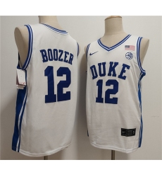 Men's Duke Blue Devils #12 Cameron Boozer White Stitched Basketball Jerseys