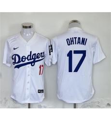 Men's Los Angeles Dodgers #17 Shohei Ohtani White Home Limited Stitched Baseball Jersey