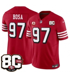 Men's San Francisco 49ers #97 Nick Bosa New Red 2026 F.U.S.E. With 80th Anniversary & 4-Star C Vapor Untouchable Limited Football Stitched Jersey