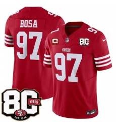 Men's San Francisco 49ers #97 Nick Bosa Red 2026 F.U.S.E. With 80th Anniversary & 4-Star C Vapor Untouchable Limited Football Stitched Jersey