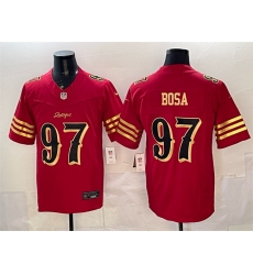 Men's San Francisco 49ers #97 Nick Bosa Red Gold 2025 F.U.S.E. “Rivalries” Vapor Limited Stitched Football Jersey