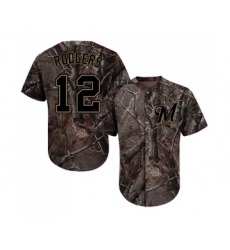 Men's Milwaukee Brewers #12 Aaron Rodgers Authentic Camo Realtree Collection Flex Base Baseball Jersey