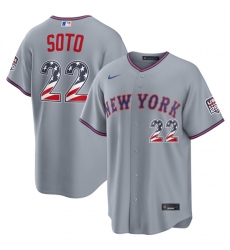 Men's New York Mets #22 Juan Soto Gray USA 250 Fourth of July Home Stitched Baseball Jersey