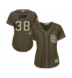 Women's San Diego Padres #38 Aaron Loup Authentic Green Salute to Service Cool Base Baseball Jersey