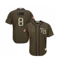 Youth Tampa Bay Rays #8 Brandon Lowe Authentic Green Salute to Service Baseball Jersey