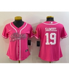 Women's San Francisco 49ers #19 Deebo Samuel Pink With Patch Cool Base Stitched Baseball Jersey