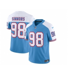 Men's Nike Tennessee Titans #98 Jeffery Simmons Blue White 2023 F.U.S.E. Vapor Limited Throwback Football Stitched Jersey