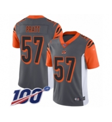 Men's Cincinnati Bengals #57 Germaine Pratt Limited Silver Inverted Legend 100th Season Football Jersey