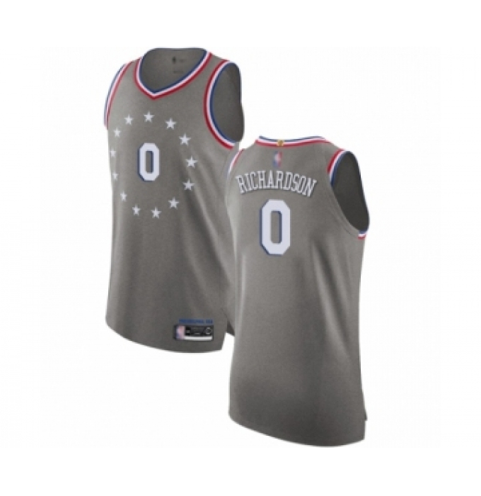 Men's Philadelphia 76ers #0 Josh Richardson Authentic Gray Basketball Jersey - City Edition