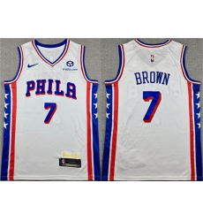 Men's Philadelphia 76ers #7 Jaylen Brown White 2026 Association Edition Stitched Jersey