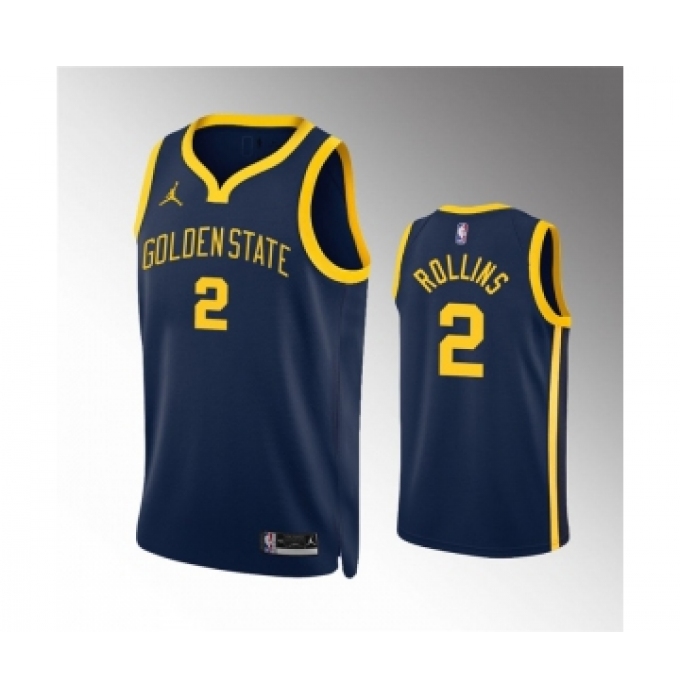 Men's Golden State Warriors #2 Ryan Rollins Navy Statement Edition Stitched Jersey