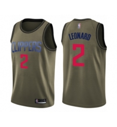 Youth Los Angeles Clippers #2 Kawhi Leonard Swingman Green Salute to Service Basketball Jersey