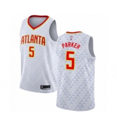 Men's Atlanta Hawks #5 Jabari Parker Authentic White Basketball Jersey - Association Edition
