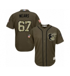 Youth Baltimore Orioles #67 John Means Authentic Green Salute to Service Baseball Jersey