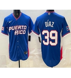 Men's Puerto Rico #39 Edwin Diaz Blue 2026 World Baseball Classic Cool Base Jersey
