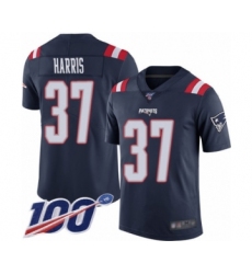 Youth New England Patriots #37 Damien Harris Limited Navy Blue Rush Vapor Untouchable 100th Season Football Jersey