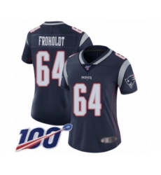 Women's New England Patriots #64 Hjalte Froholdt Navy Blue Team Color Vapor Untouchable Limited Player 100th Season Football Jersey