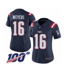 Women's New England Patriots #16 Jakobi Meyers Limited Navy Blue Rush Vapor Untouchable 100th Season Football Jersey