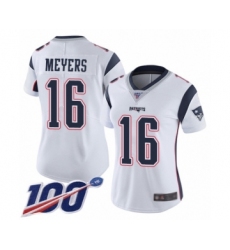 Women's New England Patriots #16 Jakobi Meyers White Vapor Untouchable Limited Player 100th Season Football Jersey