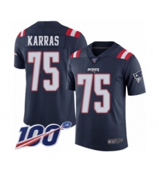 Youth New England Patriots #75 Ted Karras Limited Navy Blue Rush Vapor Untouchable 100th Season Football Jersey