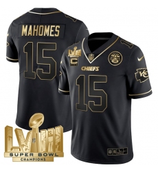 Men's Kansas City Chiefs #15 Patrick Mahomes Black 2024 F.U.S.E. Super Bowl LVIII Vapor Untouchable Limited Football Stitched Jersey