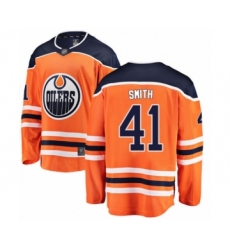 Men's Edmonton Oilers #41 Mike Smith Authentic Orange Home Fanatics Branded Breakaway Hockey Jersey