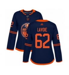 Women's Edmonton Oilers #62 Raphael Lavoie Authentic Navy Blue Alternate Hockey Jersey