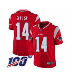 Men's New England Patriots #14 Mohamed Sanu Sr Limited Red Inverted Legend 100th Season Football Jersey