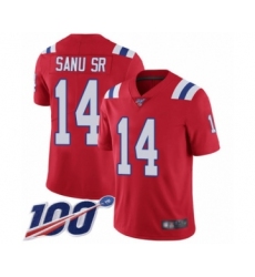 Youth New England Patriots #14 Mohamed Sanu Sr Red Alternate Vapor Untouchable Limited Player 100th Season Football Jersey