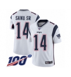 Youth New England Patriots #14 Mohamed Sanu Sr White Vapor Untouchable Limited Player 100th Season Football Jersey