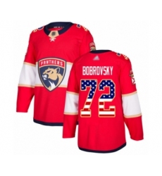 Men's Florida Panthers #72 Sergei Bobrovsky Authentic Red USA Flag Fashion Hockey Jersey