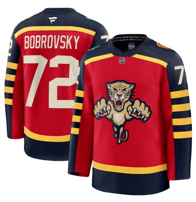 Men's Florida Panthers #72 Sergei Bobrovsky Red 2026 Winter Classic Stitched Hockey Jersey