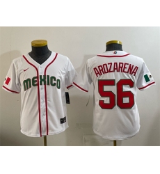 Youth Mexico Baseball #56 Randy Arozarena White 2026 World Baseball Classic Home Stadium Stitched Baseball Jersey