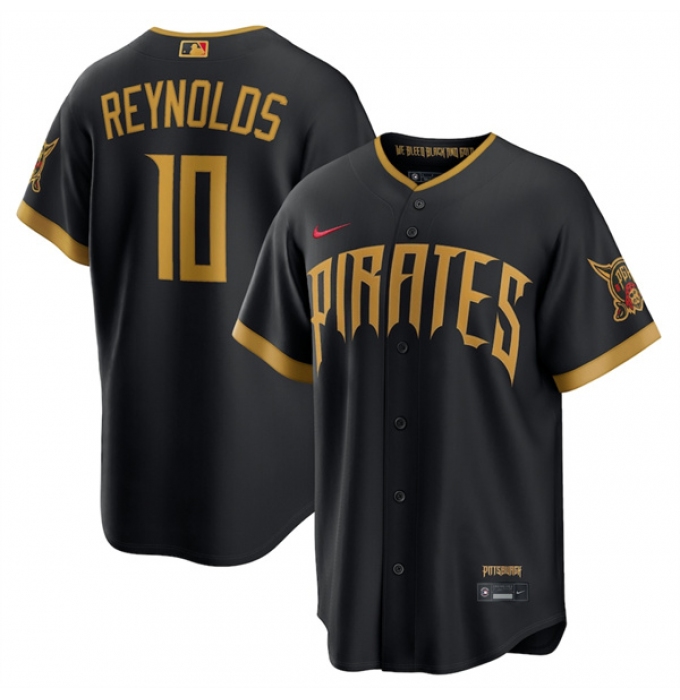 Men's Pittsburgh Pirates #10 Bryan Reynolds Black 2026 City Connect Stadium Stitched Stitched Baseball Jersey