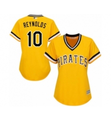 Women's Pittsburgh Pirates #10 Bryan Reynolds Authentic Gold Alternate Cool Base Baseball Player Jersey