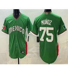 Men's Mexico #75 Andres Munoz Green 2026 World Baseball Classic Cool Base Jersey