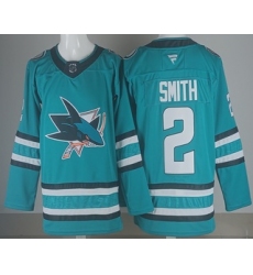 Men's San Jose Sharks #2 Will Smith Teal Authentic Jersey