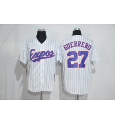 Mitchell And Ness Montreal Expos #27 Vladimir Guerrero White Strip Throwback Stitched Baseball Jersey