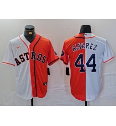 Men's Houston Astros #44 Yordan Alvarez White Orange Split Stitched Baseball Jersey