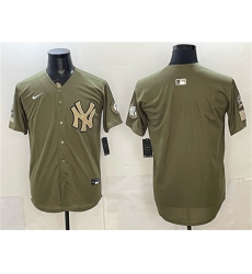Men's New York Yankees Blank Olive 2026 Armed Forces Day Stitched Baseball Jersey